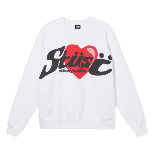 Stussy x Cactus Plant Flea Market Heart Crewneck Sweatshirt 'White'