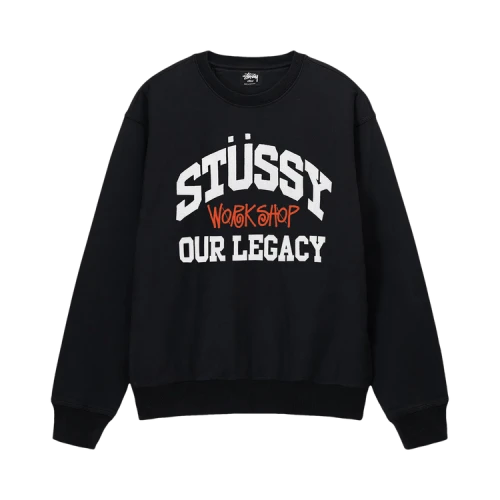 Stussy x Our Legacy x Our Legacy Work Shop Collegiate Pigment Dyed Crew 'Black'