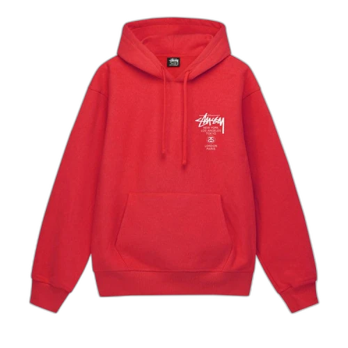 Stussy World Tour Hoodie 'Red'