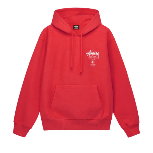 Stussy World Tour Hoodie 'Red'