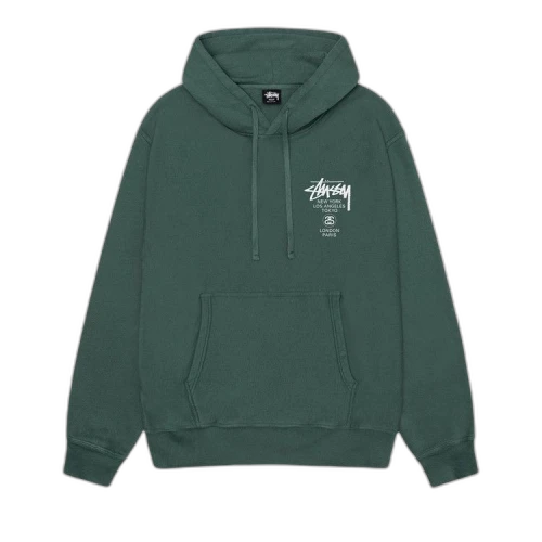 Stussy World Tour Pigment Dyed Hoodie Forest