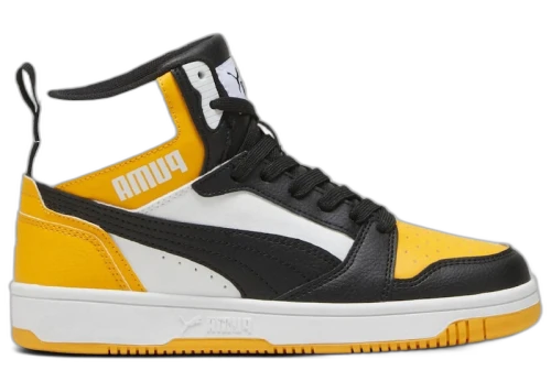 Puma Rebound V6 Mid Black White Yellow (GS)