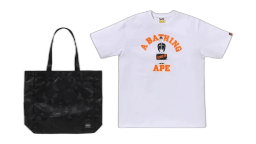 BAPE x Porter Stand Tee & Tote Bag Tee White