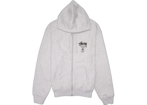 Stussy World Tour Zip Hoodie Ash Heather