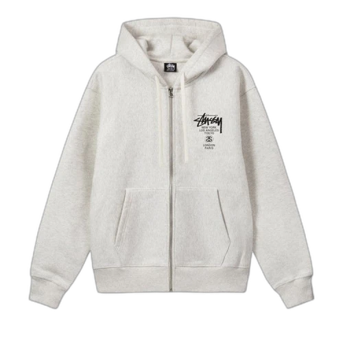 Stussy World Tour Zip Hoodie 'Ash Heather'