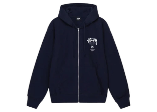 Stussy World Tour Zip Hoodie Navy