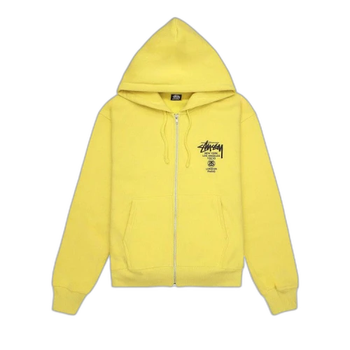 Stussy World Tour Zip Hoodie 'Yellow'