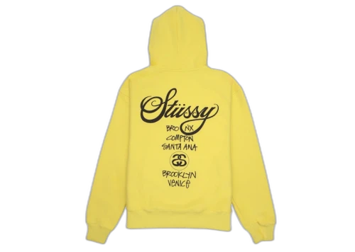 Stussy World Tour Zip Hoodie Yellow (FW22)