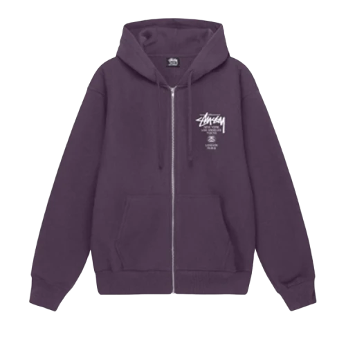 Stussy x Dover Street Market World Tour Zip Hoodie 'Grape'