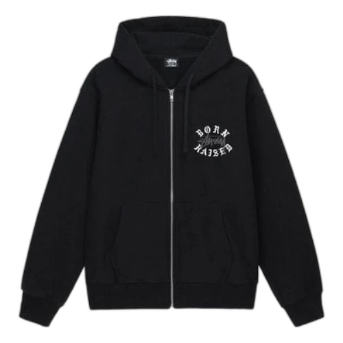 Stussy x Born X Raised Logo Zip Hoodie 'Black'