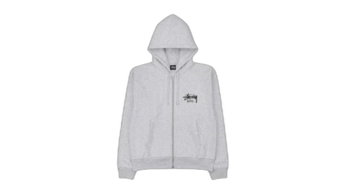 Stussy Stock Seoul Exclusive Zip Up Hooded Sweatshirt Ash Heather