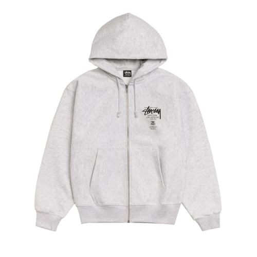 Stussy World Tour Zip Hoodie 'Ash Heather'