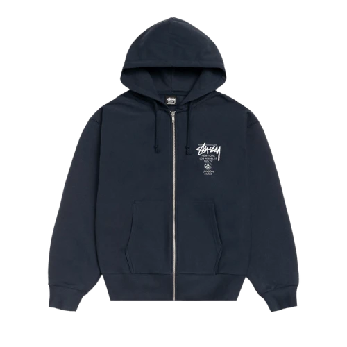 Stussy World Tour Zip Hoodie 'Navy'