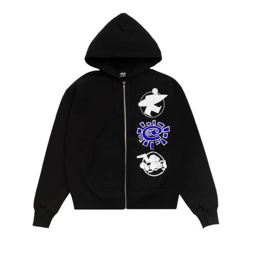 Stussy x Always Do What You Should Do Stack Zip Hoodie 'Black'