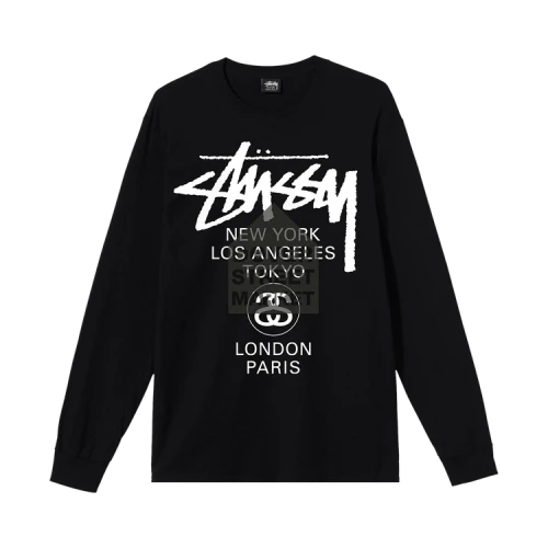 Stussy x Dover Street Market World Tour Long-Sleeve Tee 'Black'