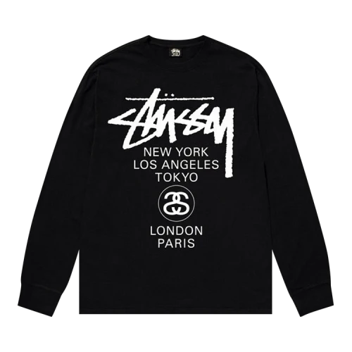 Stussy World Tour L/S Tee Black