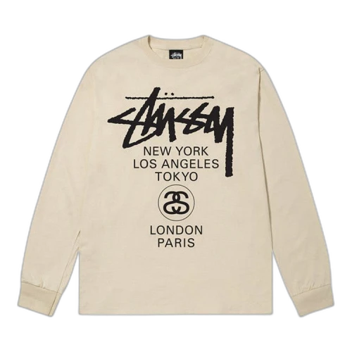 Stussy World Tour Long-Sleeve Tee 'Putty'