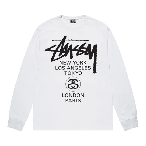 Stussy World Tour L/S Tee White