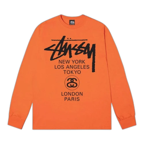 Stussy World Tour Long-Sleeve Tee 'Coral'