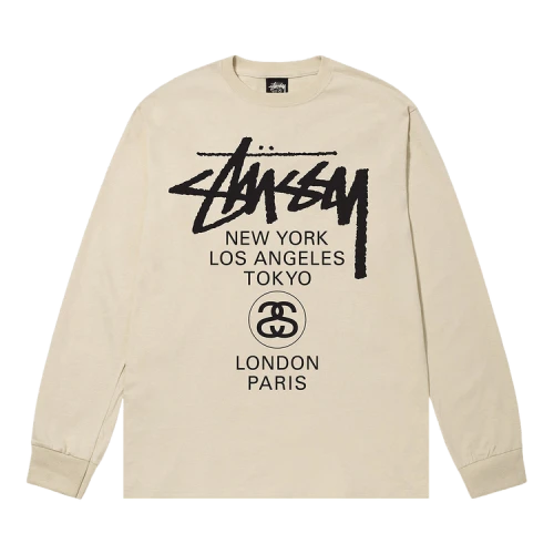 Stussy World Tour Long-Sleeve Tee 'Putty'