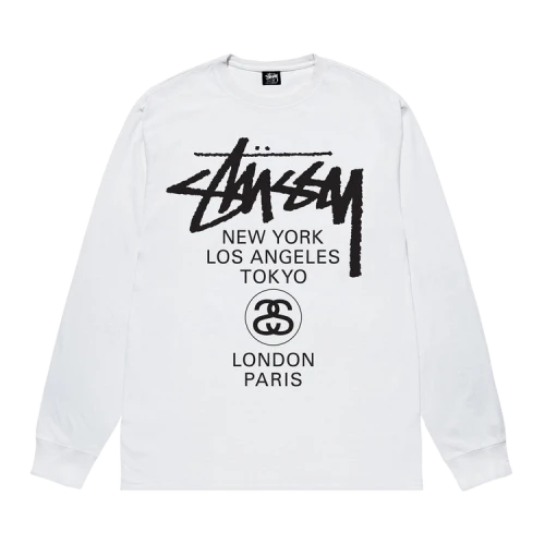 Stussy World Tour Long Sleeve Tee White