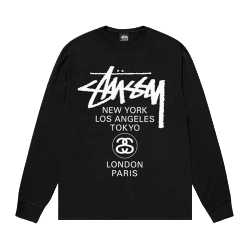 Stussy World Tour Long-Sleeve Tee 'Black'
