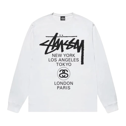 Stussy World Tour Long-Sleeve Tee 'White'