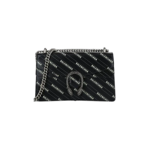 Gucci x Balenciaga Logo Print Dionysus Shoulder Bag 'Black'