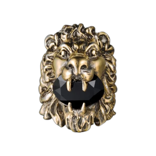 Gucci Lion Head King Ring With Crystal 'Aged Gold/Black'