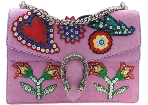 Gucci Dionysus Shoulder Bag Medium Embroidered Python Burgundy