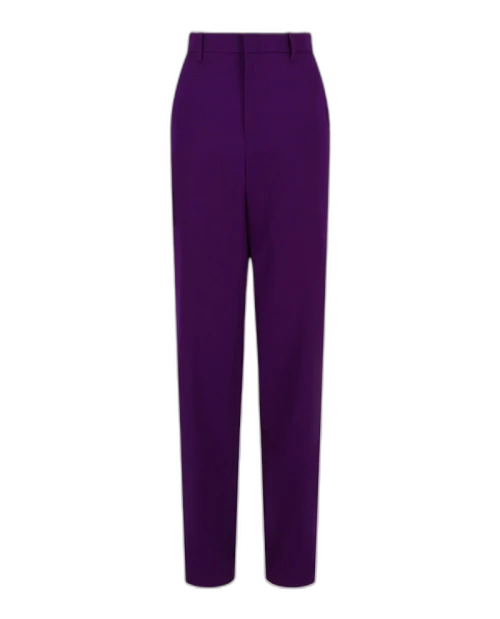 Gucci High Rise Wool Blend Trousers Shiny Purple