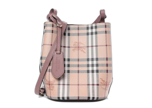 Burberry Small Lorne Haymarket Check Bucket Bag Light Elderberry