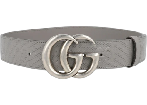 Gucci GG Embossed Leather Belt Grey