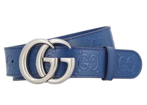 Gucci GG Marmont Wide Belt Navy/Silver