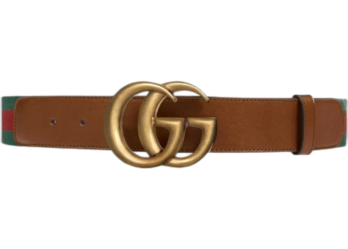 Gucci Web Belt Double G Buckle 1.5 Width Green and Red Web