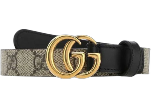 Gucci GG Marmont Thin Belt Beige Black