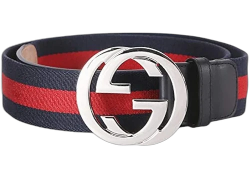 Gucci GG Buckle Web Belt Blue Red
