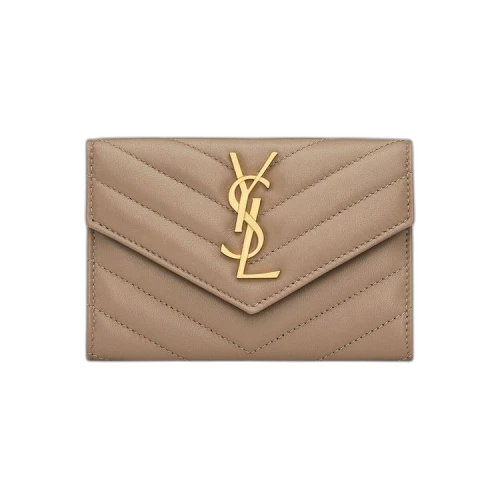 Saint Laurent Monogram Quilted Wallet 'Dusty Grey'