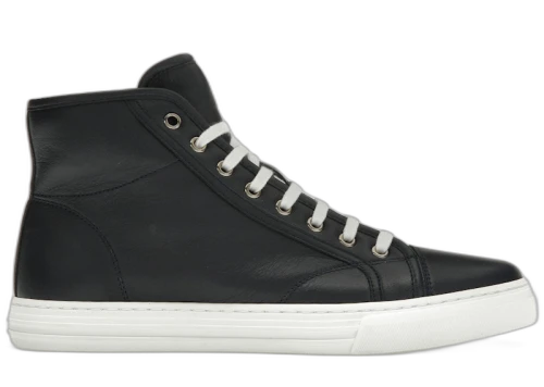 Gucci Leather High Top Sneaker Dark Blue