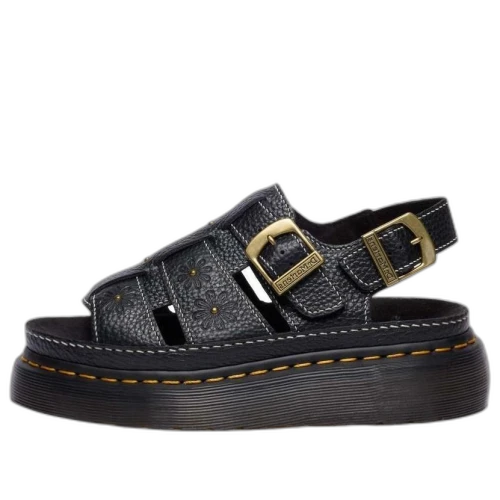 Dr. Martens Wrenlie Open Toe Nappa Leather Fisherman Platform Sandals 'Black' (Women's)