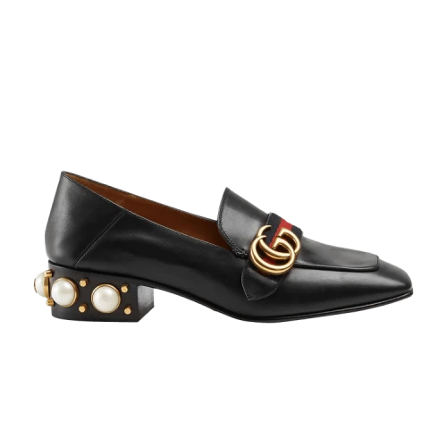 Gucci Leather Mid-Heel Loafer 'Black Blue Red' (Women's)