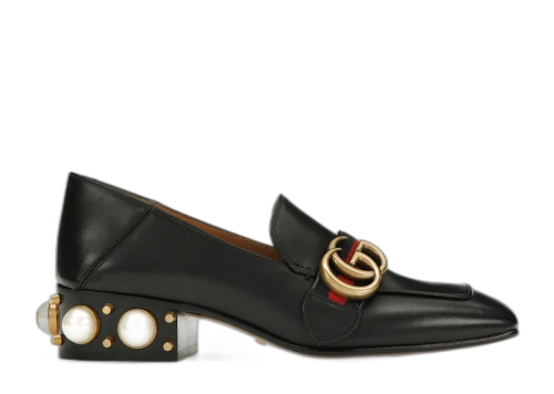Gucci Leather Mid-Heel Loafer Black (Women's)