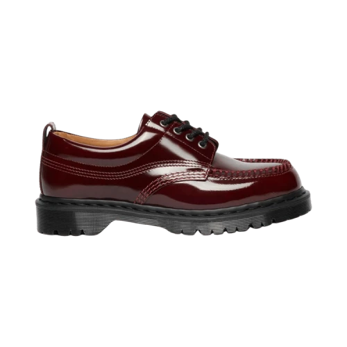 Dr. Martens Lowell Lacquered Moc Toe Shoes Cherry Red