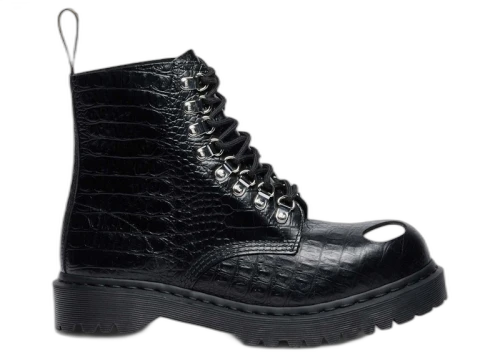 Dr. Martens 1460 Pascal Bex Steel Toe Leather Boot Black Croc Embossed Analine