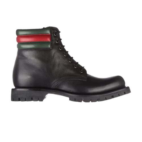 Gucci Lace Up Leather Boot 'Black'