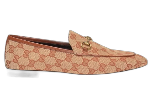 Gucci Jordaan Supreme Canvas Loafers GG Beige Rust (Women's)
