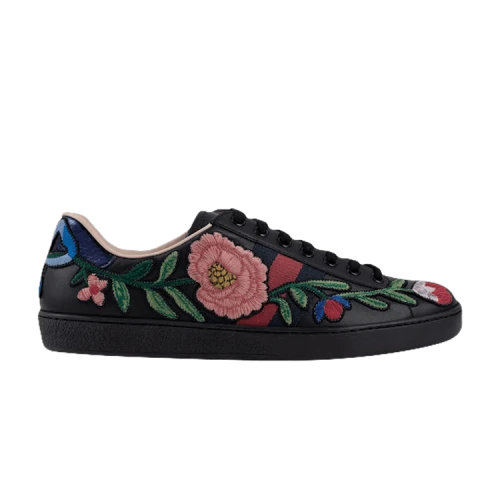Gucci Ace Embroidered 'Floral - Black'