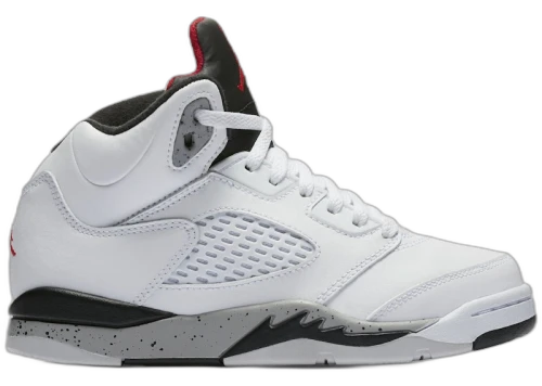 Jordan 5 Retro White Black Matte Silver University Red (PS)