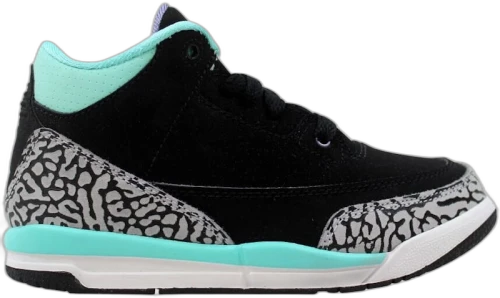 Jordan 3 Retro Black Iron Purple Bleached Turquoise (PS)