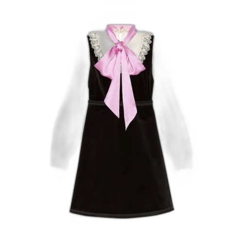 Gucci Sheer Sleeve Lace-Trim Velvet Dress 'Multicolor'
